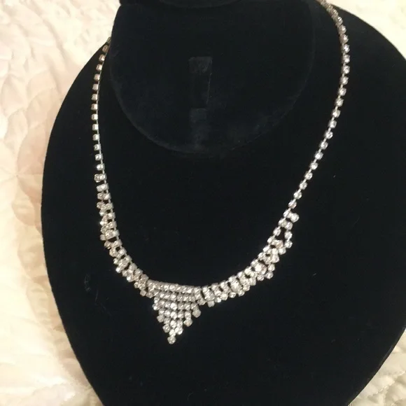 Rhinestone Necklace collar & Earrings Set crystal - Picture 5 of 16